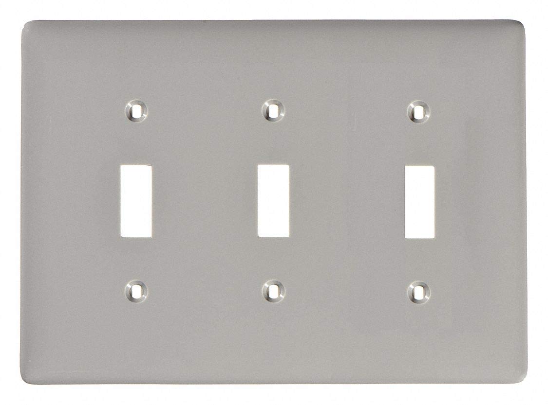 Toggle Switch Wall Plate - 3 Gang - Gray Nylon - Smooth Finish