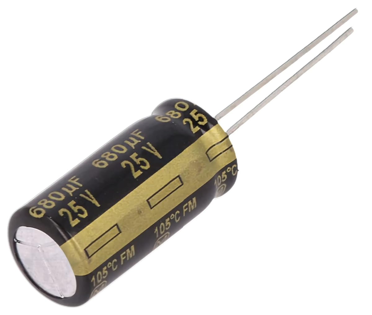 Bulk FM Series 680uF 25VDC Aluminum Electrolytic Capacitor