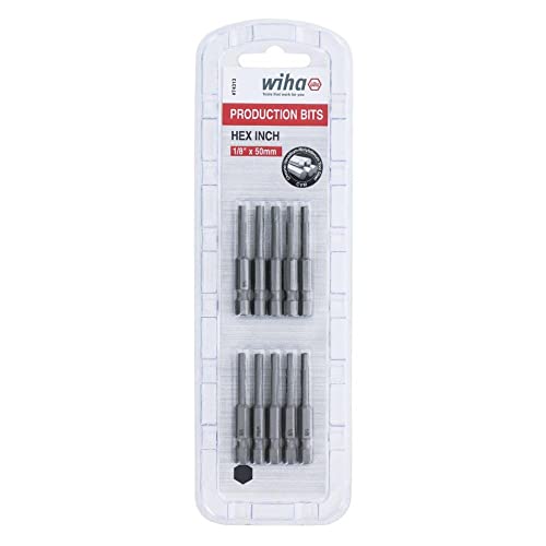 1/8In. Hex Inch Power Bit, 1/4In. Hex Dr - BIT HEX 1/8" 1.97" 1=10 PK