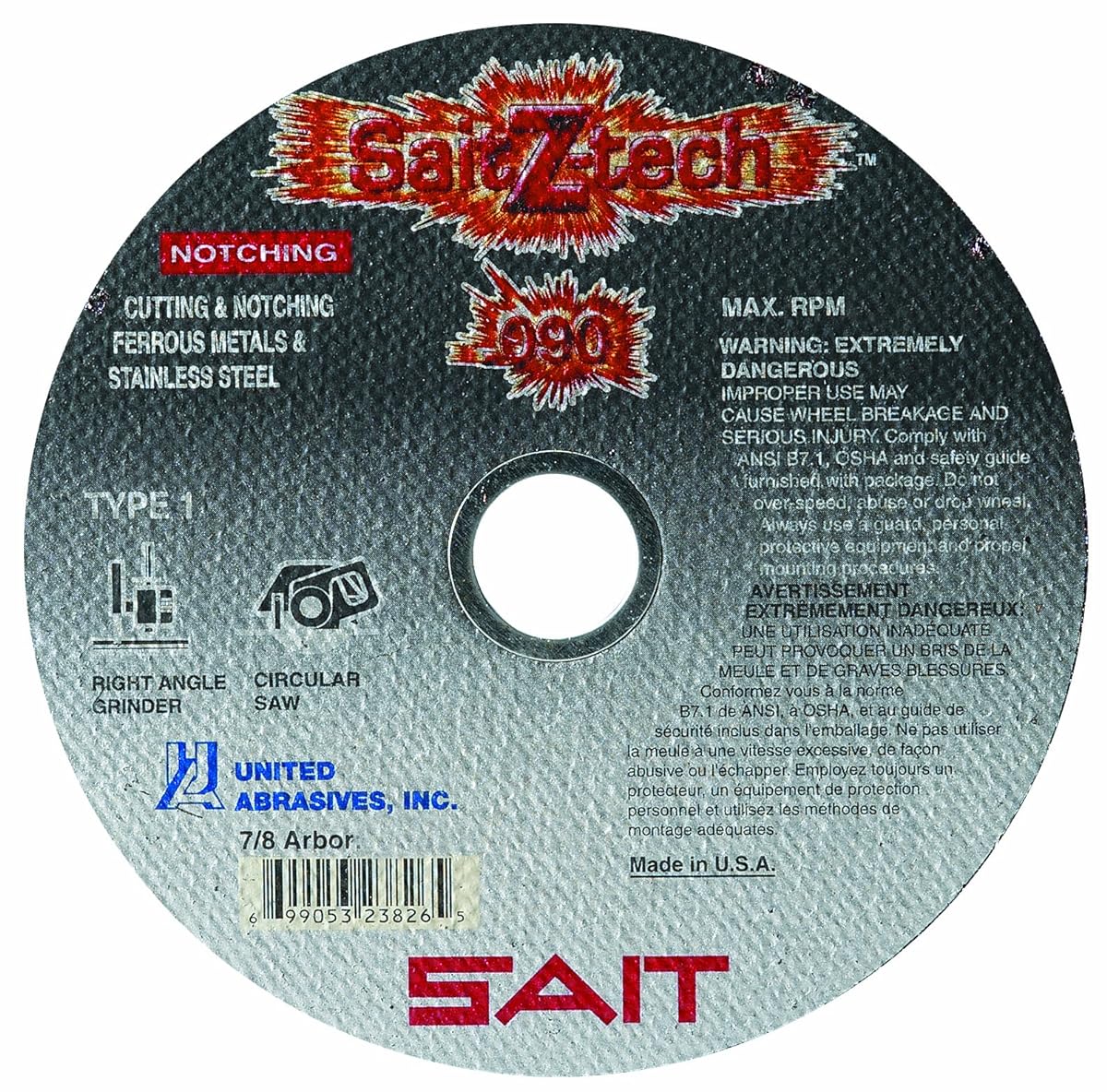5-Inch Abrasive Wheel, 7/8-Inch Arbor Hole, .090-Inch Thickness