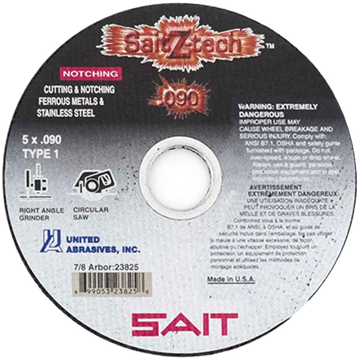 5-Inch Abrasive Wheel, 7/8-Inch Arbor Hole, .090-Inch Thickness
