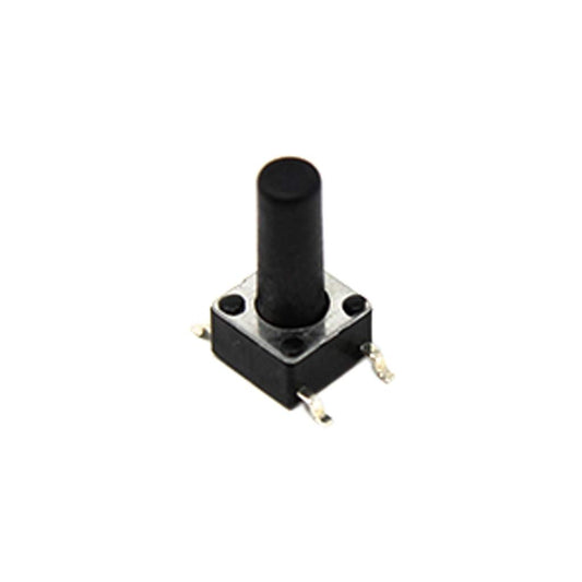 Momentary Button Switch - 6mm Width - Surface Mount - Black Actuator - 100,000+ Life Cycles