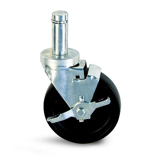 Stem Swivel Caster for Shelving - 300 lb Load Rating - 5-inch Wheel - Friction Ring Stem - Zinc Plated