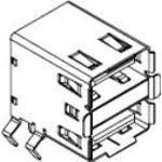 USB-A Stacked Connector - 8 Contacts, Receptacle, Right Angle, 1.5A, 30VDC