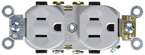 Gray Duplex Electrical Receptacle - 15A, 125V, 2P3W, NEMA 5-15R