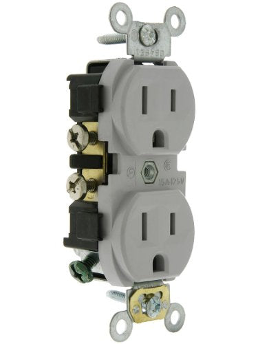 Gray Duplex Electrical Receptacle - 15A, 125V, 2P3W, NEMA 5-15R