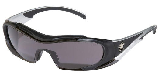 Full-Frame Wraparound Safety Glasses with Gray Lens - Black/Silver