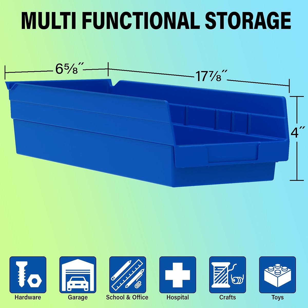 Durable Plastic Shelf Bin with Dividers