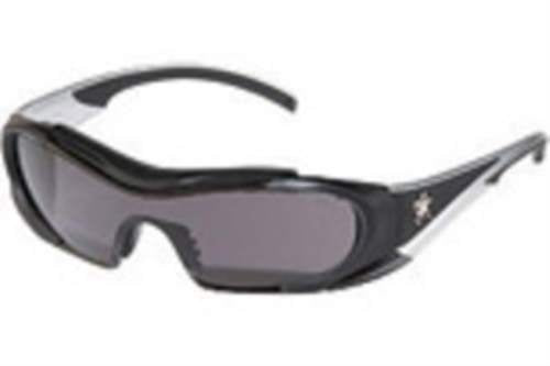 Full-Frame Wraparound Safety Glasses with Gray Lens - Black/Silver