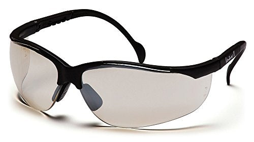 Black Nylon Half-Frame Safety Glasses with Indoor/Outdoor Mirror Lenses