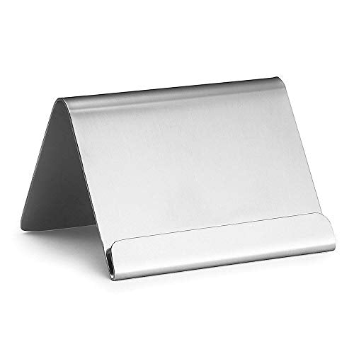 Stainless Steel Card Holder with Lip - Silver