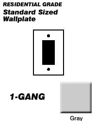 Rocker Wall Plate, Gray, Standard Size, Thermoset Plastic, 1-Gang Mounting