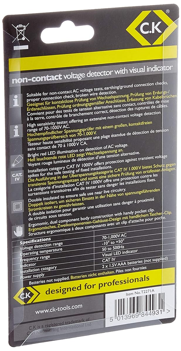 Non-Contact Voltage Tester - LED Indicators - Battery Operated