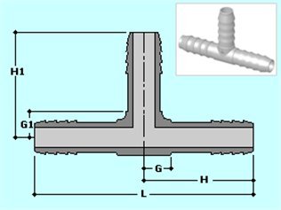 1-1/2X3/4 PVC Insert Tee for Hose - Gray