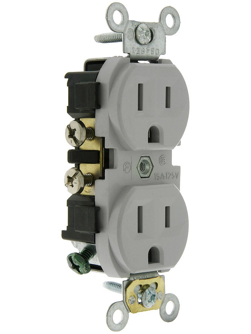 Gray Duplex Electrical Receptacle - 15A, 125V, 2P3W, NEMA 5-15R