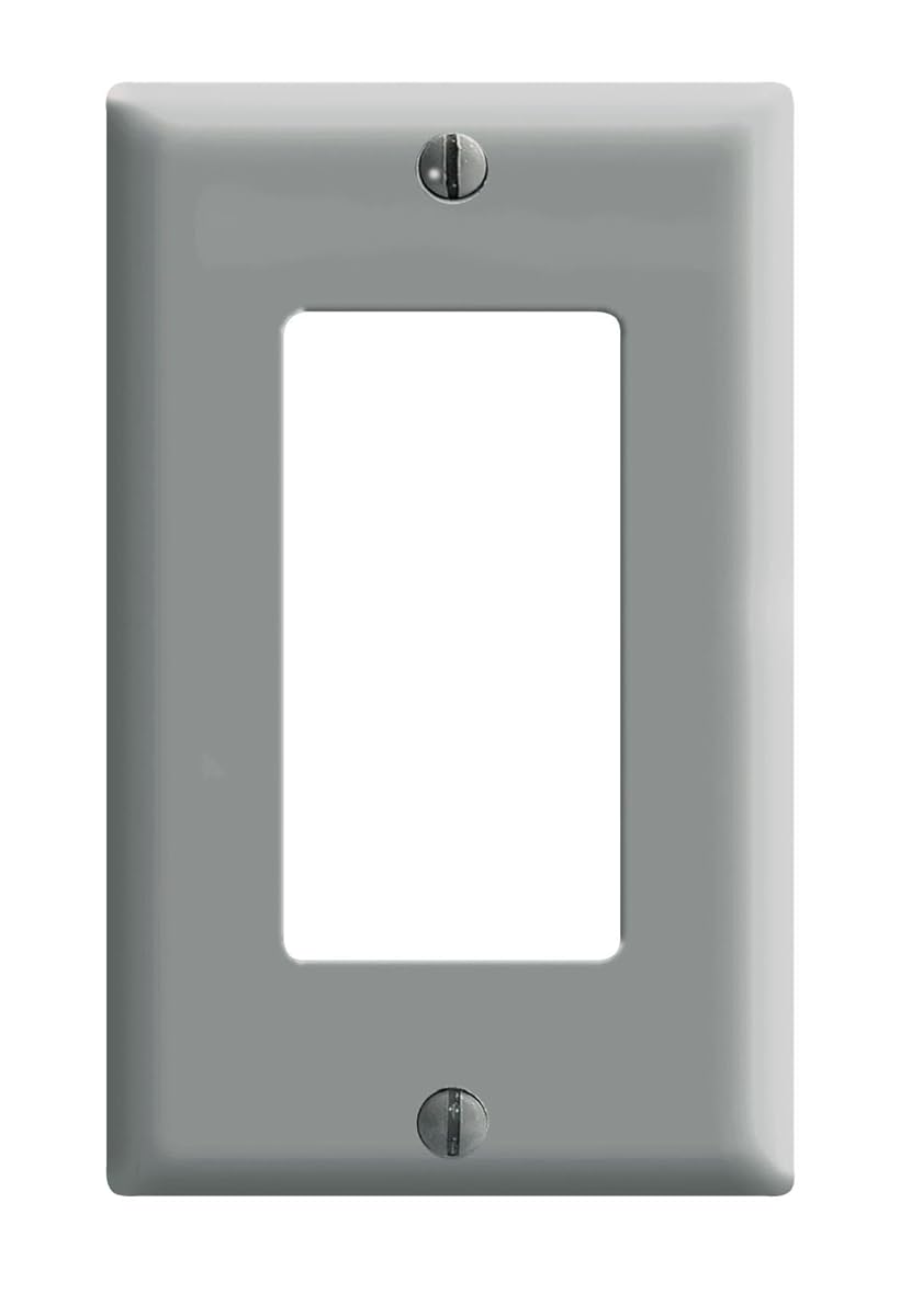 Rocker Wall Plate, Gray, Standard Size, Thermoset Plastic, 1-Gang Mounting