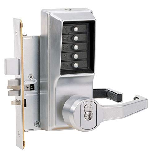 Satin Chrome Push Button Lock with Combination Entry and Deadbolt