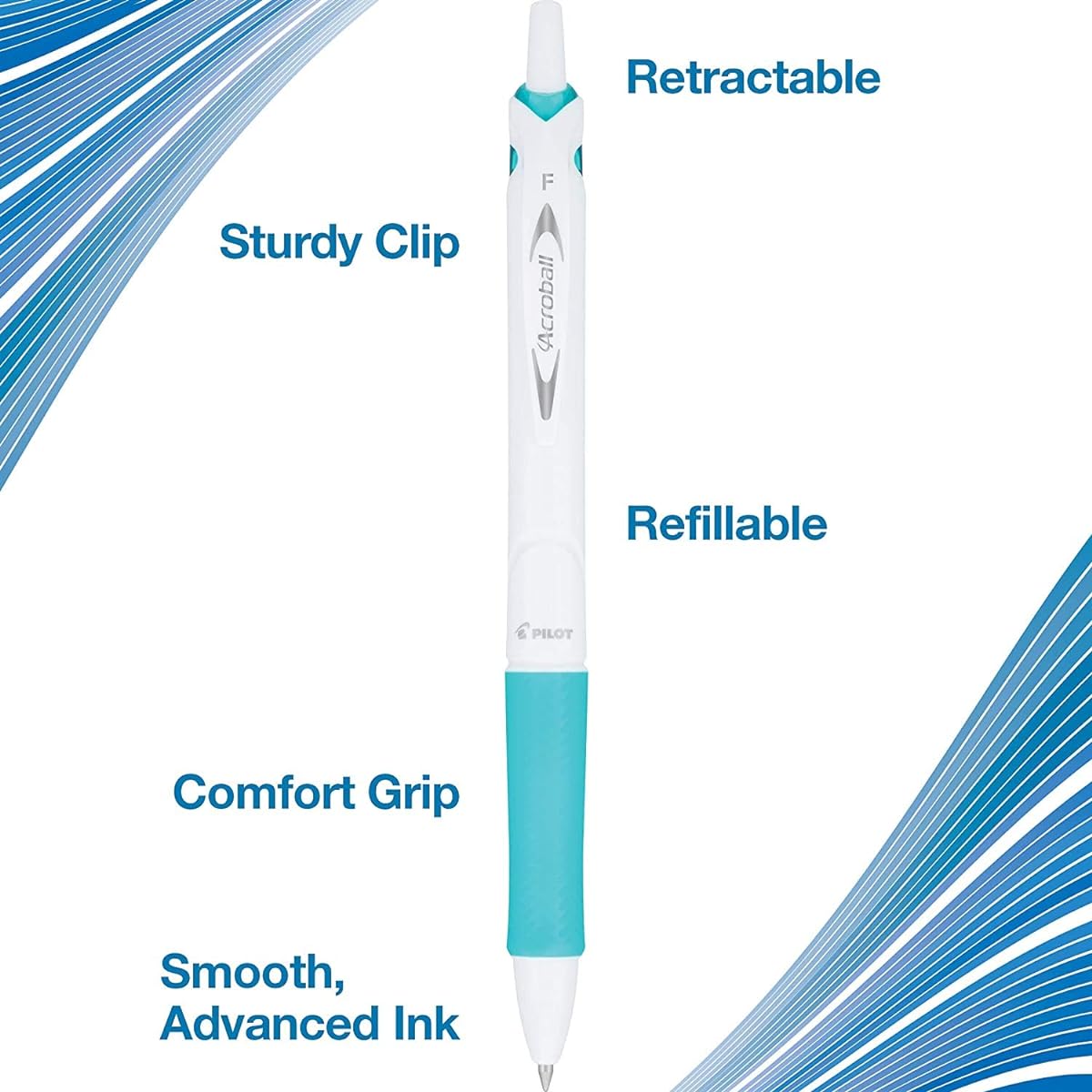 Retractable Ballpoint Pen - White/Purple Barrel, Black Ink