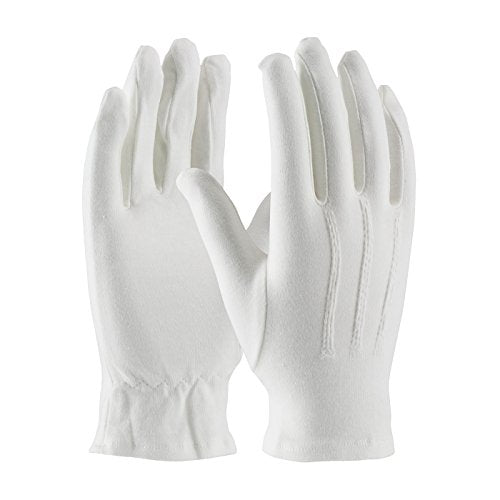 XL White Parade Gloves - 100% Cotton, Open Cuff