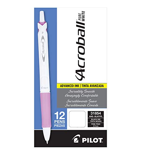 Retractable Ballpoint Pen - White/Purple Barrel, Black Ink