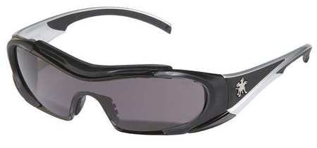 Full-Frame Wraparound Safety Glasses with Gray Lens - Black/Silver