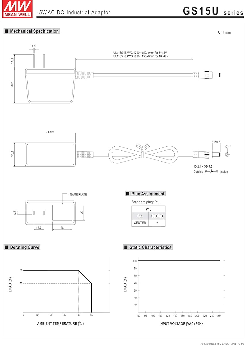 Wall Mount Power Supply 48V 310mA 15W