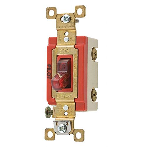 Toggle Switch with Pilot Light Industrial Grade Red 120V AC 20A