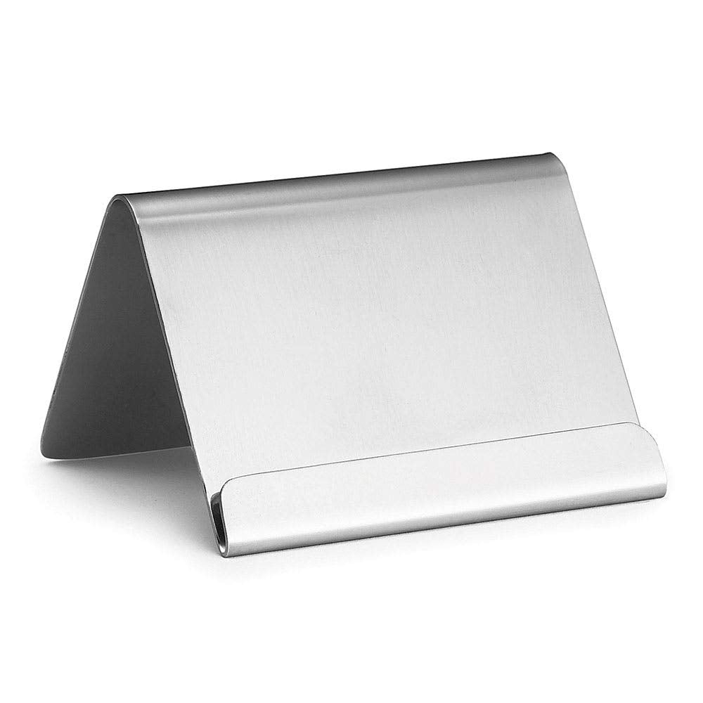 Stainless Steel Card Holder with Lip - Silver