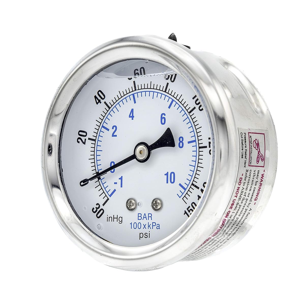 Industrial Compound Gauge - 30 in Hg Vac to 160 psi - 2-1/2-inch