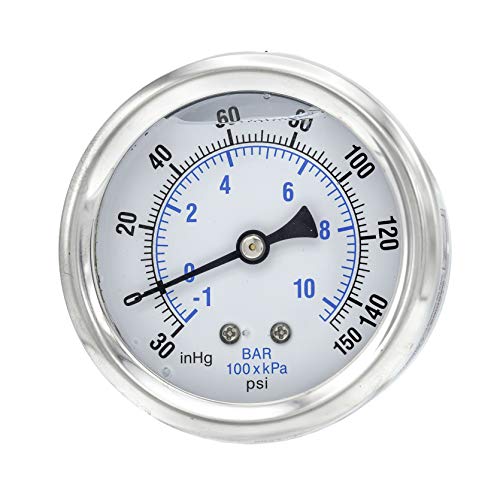 Industrial Compound Gauge - 30 in Hg Vac to 160 psi - 2-1/2-inch