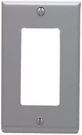 Rocker Wall Plate, Gray, Standard Size, Thermoset Plastic, 1-Gang Mounting