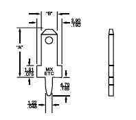 Male Quick Disconnect Tab - Solder Termination - 0.51 mm x 2.79 mm