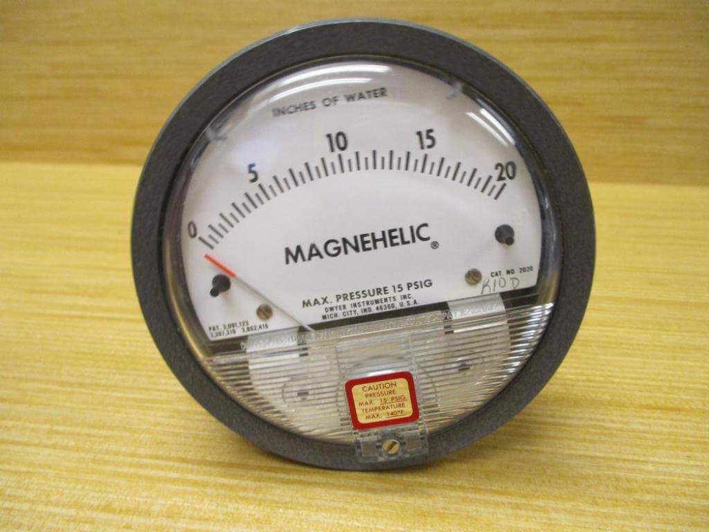 4-inch Differential Pressure Gauge - Range 0 to 20 in wc - Aluminum Case