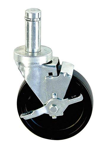 Stem Swivel Caster for Shelving - 300 lb Load Rating - 5-inch Wheel - Friction Ring Stem - Zinc Plated