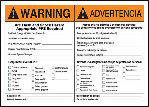 Arc Flash Label - Vinyl, 5x7 in