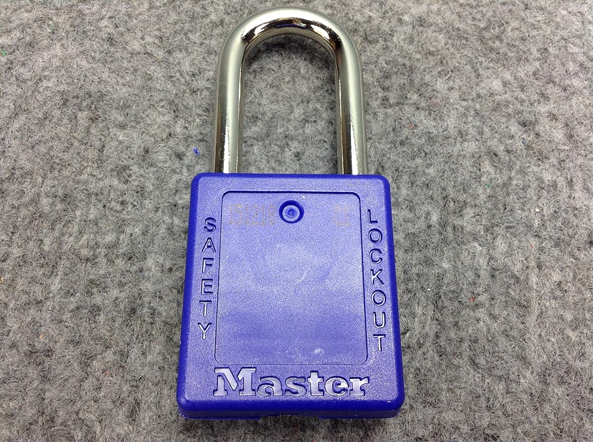 Blue Thermoplastic Padlock - 1/4" Shackle Diameter, 1-1/2" Body Width