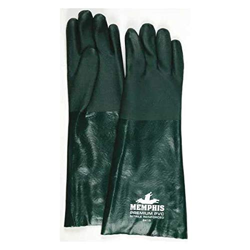 Chemical Resistant Gloves - Green PVC - 18" Length - Size L