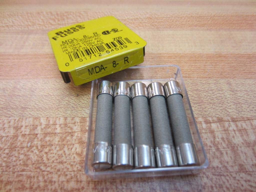 Ceramic Fuse 1-1/4 in L x 1/4 in dia, 8A, Time Delay, MDA Series, 250V AC