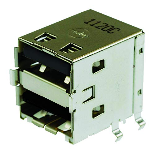 USB-A Stacked Connector - 8 Contacts, Receptacle, Right Angle, 1.5A, 30VDC