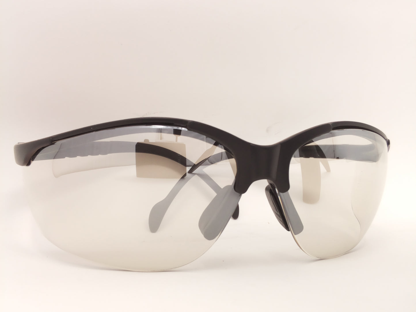 Black Nylon Half-Frame Safety Glasses with Indoor/Outdoor Mirror Lenses