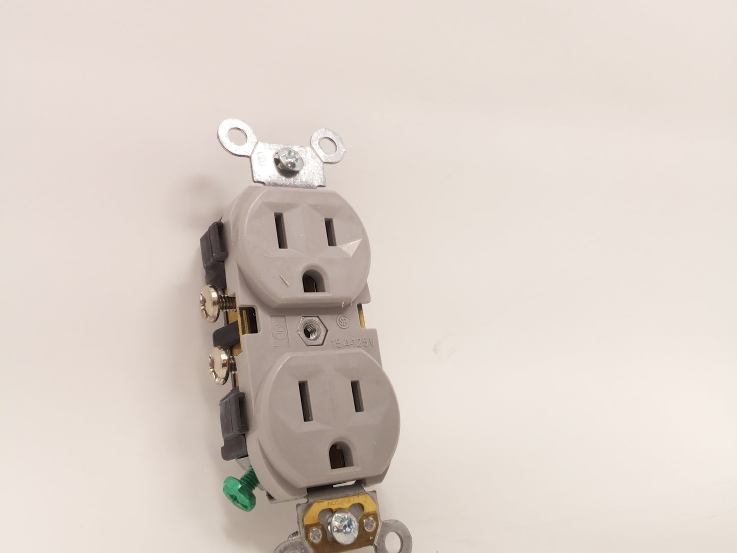 Gray Duplex Electrical Receptacle - 15A, 125V, 2P3W, NEMA 5-15R