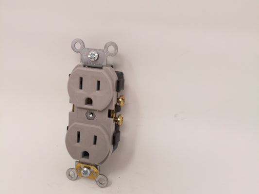 Gray Duplex Electrical Receptacle - 15A, 125V, 2P3W, NEMA 5-15R