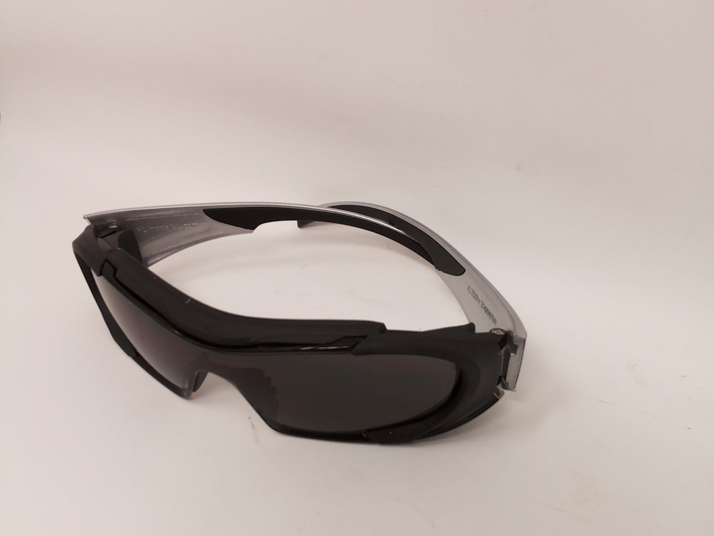 Full-Frame Wraparound Safety Glasses with Gray Lens - Black/Silver