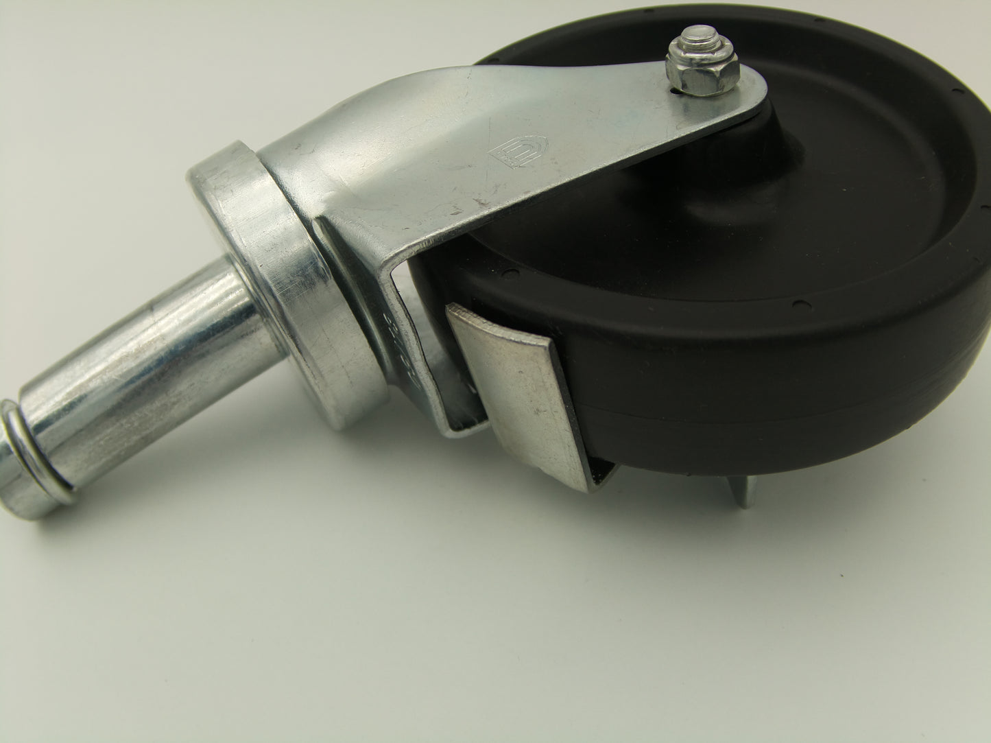 Stem Swivel Caster for Shelving - 300 lb Load Rating - 5-inch Wheel - Friction Ring Stem - Zinc Plated