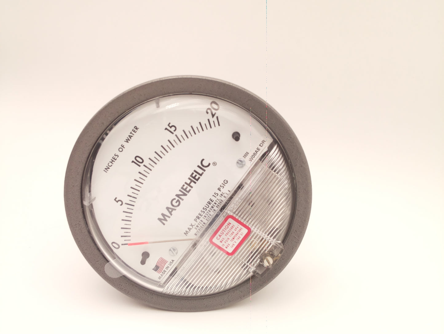 4-inch Differential Pressure Gauge - Range 0 to 20 in wc - Aluminum Case